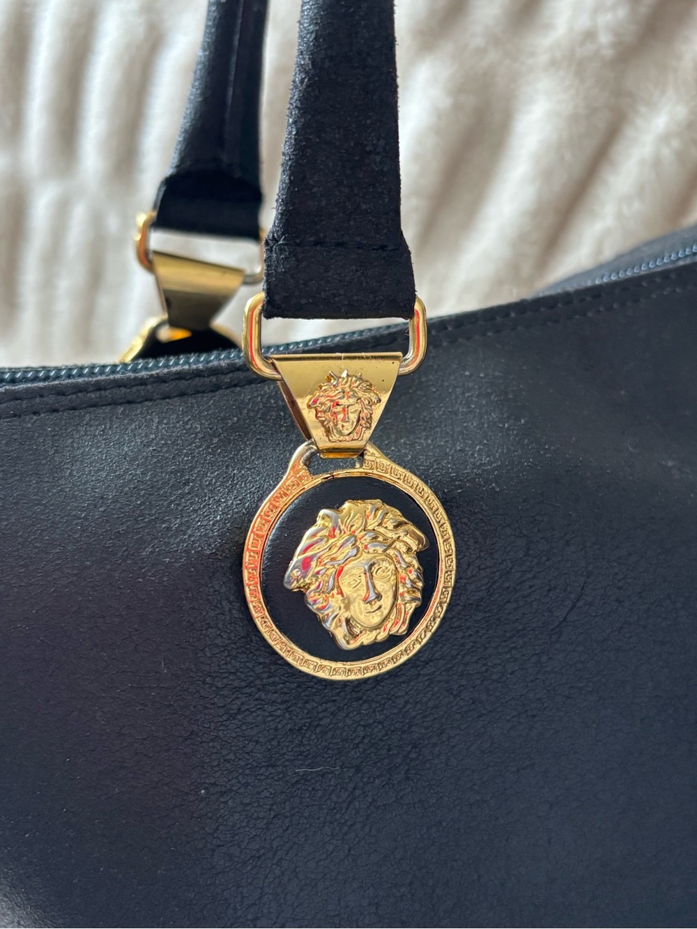 Gianni Versace VTG Black Leather Shoulder Bag w/Medusa Accents, *READ BELOW!* - Picture 6 of 14